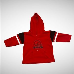 Nike Red Fleece Pullover Hoodie Football Helmet Baby Boy Size 12 Months VGC